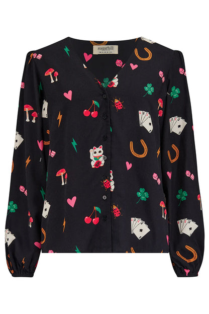 Imelda Blouse - Black, Lucky Charm