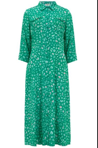 SALE - Paola Shirt Dress - Green, Leopard Love Hearts