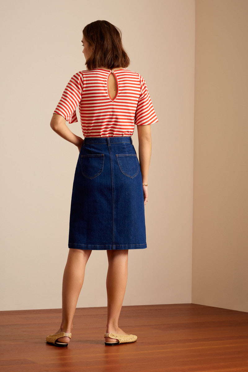 SALE - Angie Pocket Skirt Golden Denim